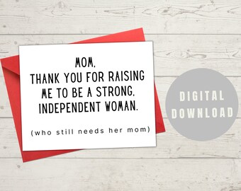 PRINTABLE Mother's Day Card Digital Download, Print at Home Card, Mother's Day Card