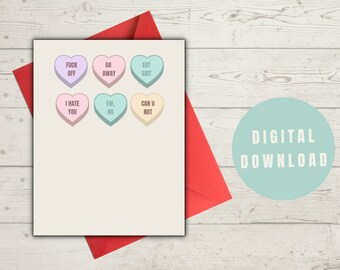 PRINTABLE Sassy Conversation Valentine's Day Card Digital Download, Print at Home Card, Valentine's Day Card, Anti Valentine's Day