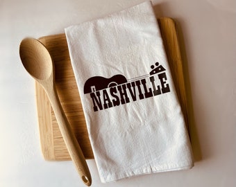 Kitchen Towel - Dishcloth - Tea Towel- Kitchen Linens - Gift for Cooks- Funny Kitchen Towel- Nashville Guitar Towel- Nashville Cook