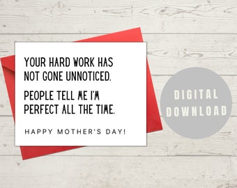 PRINTABLE Mother's Day Card Digital Download, Print at Home Card, Mother's Day Card