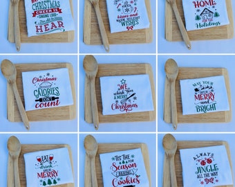 Christmas Vinyl Kitchen Towel - Christmas Tea Towel - Dishcloth - Kitchen Linens - Gift for Cooks