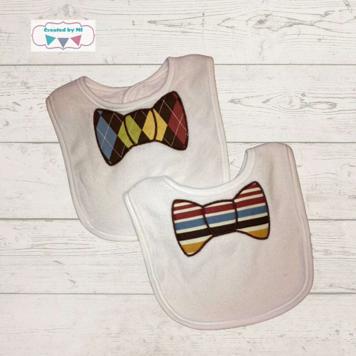 Personalized Bow Tie Bib Set Set of Two Applique Bibs for Etsy