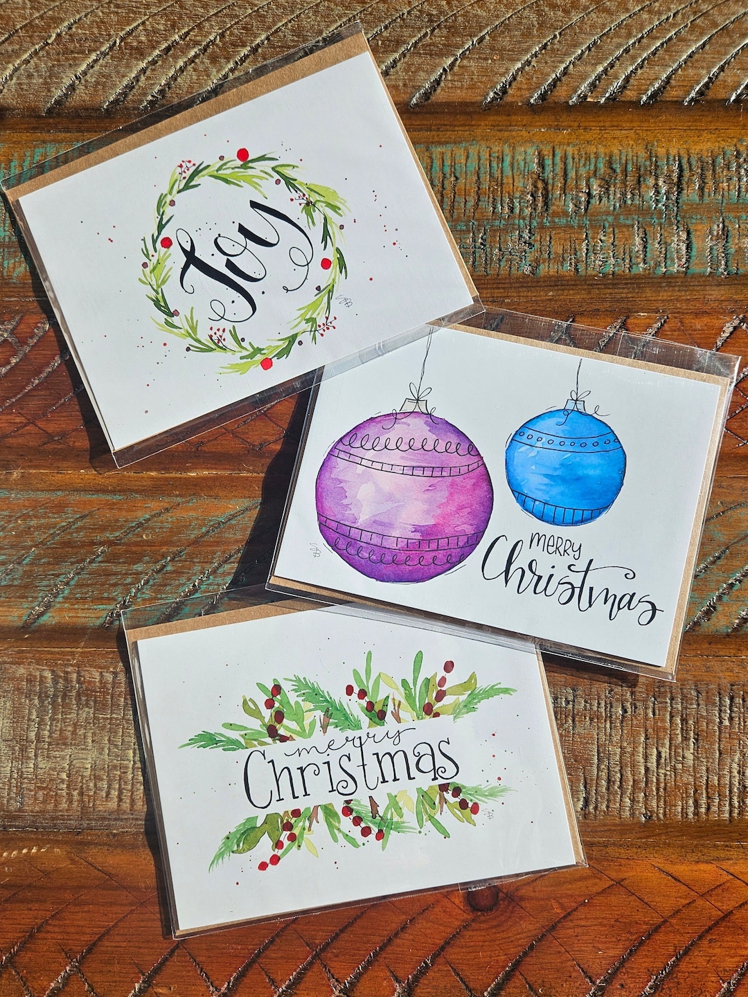 Original Christmas Watercolor Print Blank Greeting Cards - 4x6 With ...