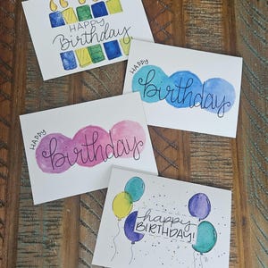 Tarjetas de felicitación o agradecimiento en blanco con impresión de acuarela original - 4x6 con sobres - Individuales o en juego