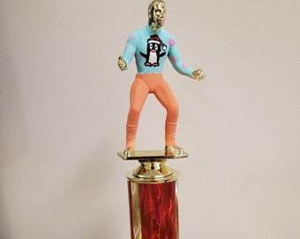 Hand painted Ugly Christmas Sweater Contest, trophy or award, engraved, about 11" tall