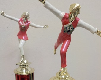 Ice Skater Ugly Christmas Sweater Contest, Male or Female figure, trophy or award, engraved, about 10" tall