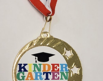 Engraved 2026 Kindergarten Graduation, Keepsake, graduate medal, with neck ribbon, Holders are 2 3/8" diameter, with name & date engraved