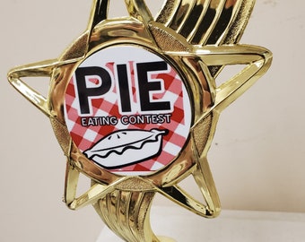 Pie Eating Contest Trophy or award for your event, about 7" tall, includes engraving
