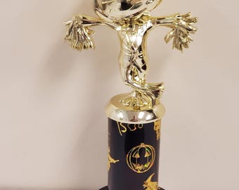 Halloween Scarecrow, Jack-O-Lantern trophy, Award for Best Costume, Scariest, Most Original, about 8.5" tall