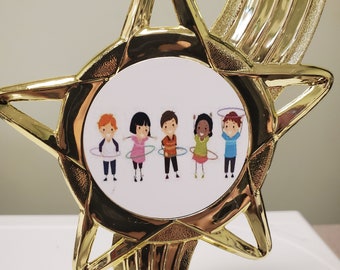 Hula Hoop Fun Trophy or award for your Family Reunion, school event, etc. personalized with your engraving, about 7" tall