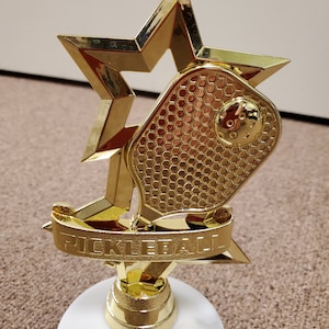 New design for your Pickleball trophy Champion Winner 1st Place, about 6.75" tall, with your engraving, male or female