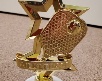 New design for your Pickleball trophy Champion Winner 1st Place, about 6.75" tall, with your engraving, male or female