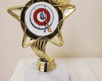 Axe Throwing Trophy or award for your league or Competition, about 7" tall, includes engraving