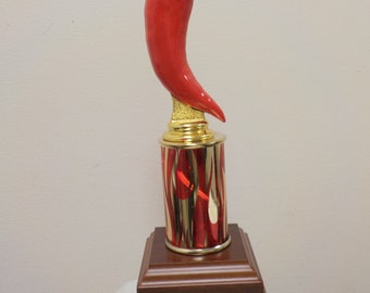 Chili Cook Off Trophy Award, Perpetual trophy, Annual Award, includes your header plate on the front, about 10" tall