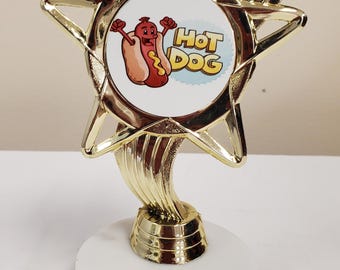 Trophée ou récompense du concours de dégustation de hot-dogs, gagnant, 1ère place, foire nationale, 7 pouces de haut, avec votre gravure