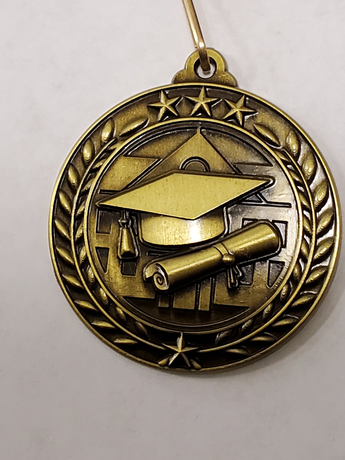 Personalized Antique Gold Color Finish, GRADUATE Medal, 1.75