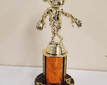 Halloween ZOMBIE trophy, Award for Best Costume, Scariest, Most Original, about 8.5" tall