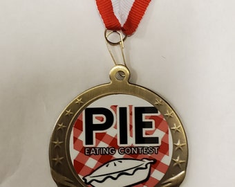 Médaillon ou médaille du concours de l'alimentation de la TARTE, gagnant, 1ère place, foire nationale, 2,75 pouces de diamètre, avec votre gravure