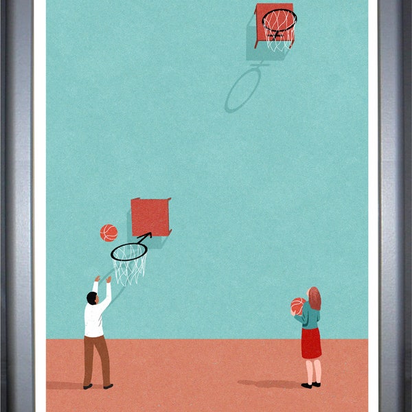 This limited edition art print is entitled 'Gender equality' and is signed by illustrator John Holcroft