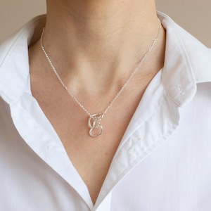 Sculptural organic interlinked contemporary necklace, organic link silver neclace, contemporary sterling silver necklace