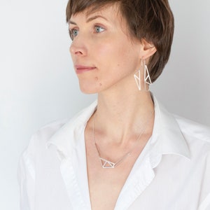 Geometric hoop earrings, sterling silver architectural statement earrings, architectural hoops, modern silver hoops, contemporary jewelry