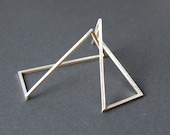 Statement geometric minimalist long rectangular silver earrings