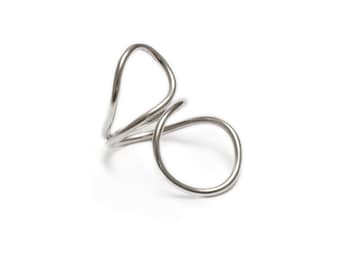 Large statement sterling silver ring, sculptural cocktail ring, modern statement ring in silver