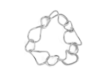 Sculptural organic link statement chain sterling silver bracelet, contemporary sterling silver jewelry