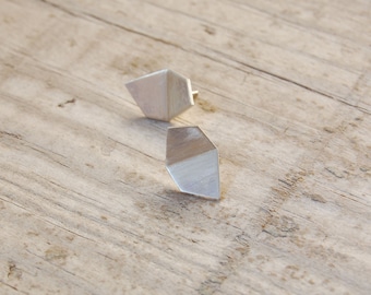 Geometric silver studs, silver stud earrings, minimalist earrings, minimalist silver studs, sister gift