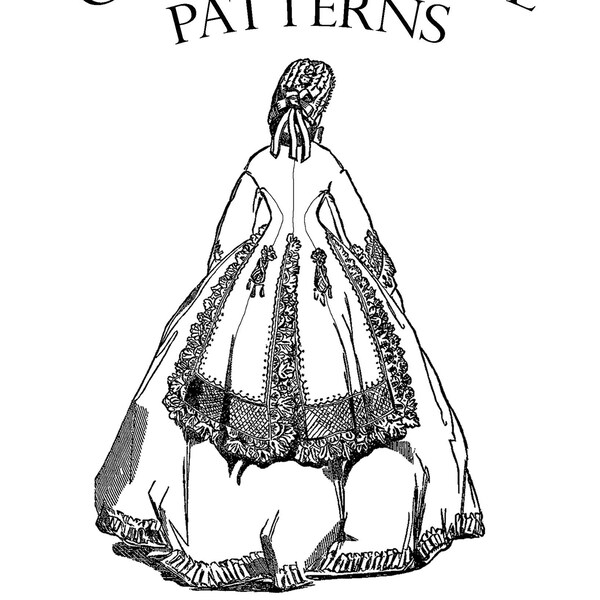 Numérique! 1865 manteau et jupe en piqué de mode française - patron de couture de vêtements de poupée pour poupée de corps de reproduction en résine de 15-16"