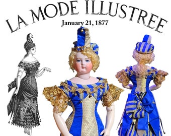 1877 "Folie" Costume Doll Clothes Pattern Fits 15" Resin Enfantine Huret Doll Bodies