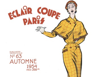 Digital! 1954 Fall Issue French Fashion Pattern Book Eclair Coupe Paris