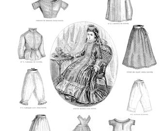 1860s La Poupee Modele Pattern For Antique Doll’s Flower Trim Enfantine Dress