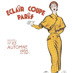 1954 Herbstausgabe Französische Mode Musterbuch Eclair Coupé Paris