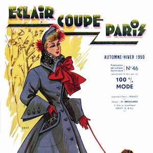 1950 Fall Issue French Fashion Pattern Book Eclair Coupe Paris