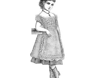 1875 Enfantine Huret Style Fancy Pinafore Apron for 15-16in Doll Clothes Pattern