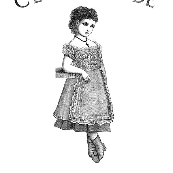1875 Enfantine Huret Style Fancy Pinafore 12"-16" Doll Clothes Pattern