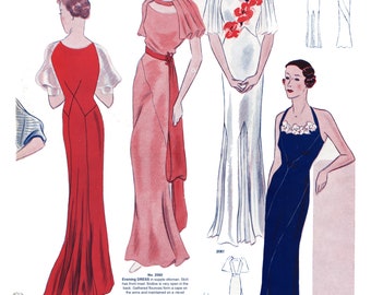 Evening Dresses Details about   1935 Winter Eclair Coupe Paris Pattern Book Reprint 