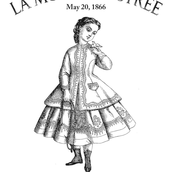 1860s Soutache Suit Doll Clothes Pattern Fits 15" or 18" Resin  Enfantine Huret Doll Bodies