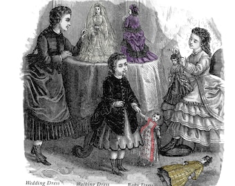 1872 December - 22" to 25" Fashion Doll Clothes Dresses Pattern Book - La Mode Illustree