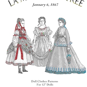 Digital - Libro de patrones La Mode Illustree de 1867 para muñecas de moda francesas antiguas de 12"