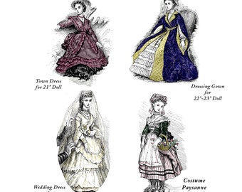 1870 La Mode Illustree Pattern Book for Antique French Fashion