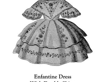 Digital Download - 18in 1860 Embroidered Enfantine Huret Style Dress Doll Clothes Pattern For 18" Doll