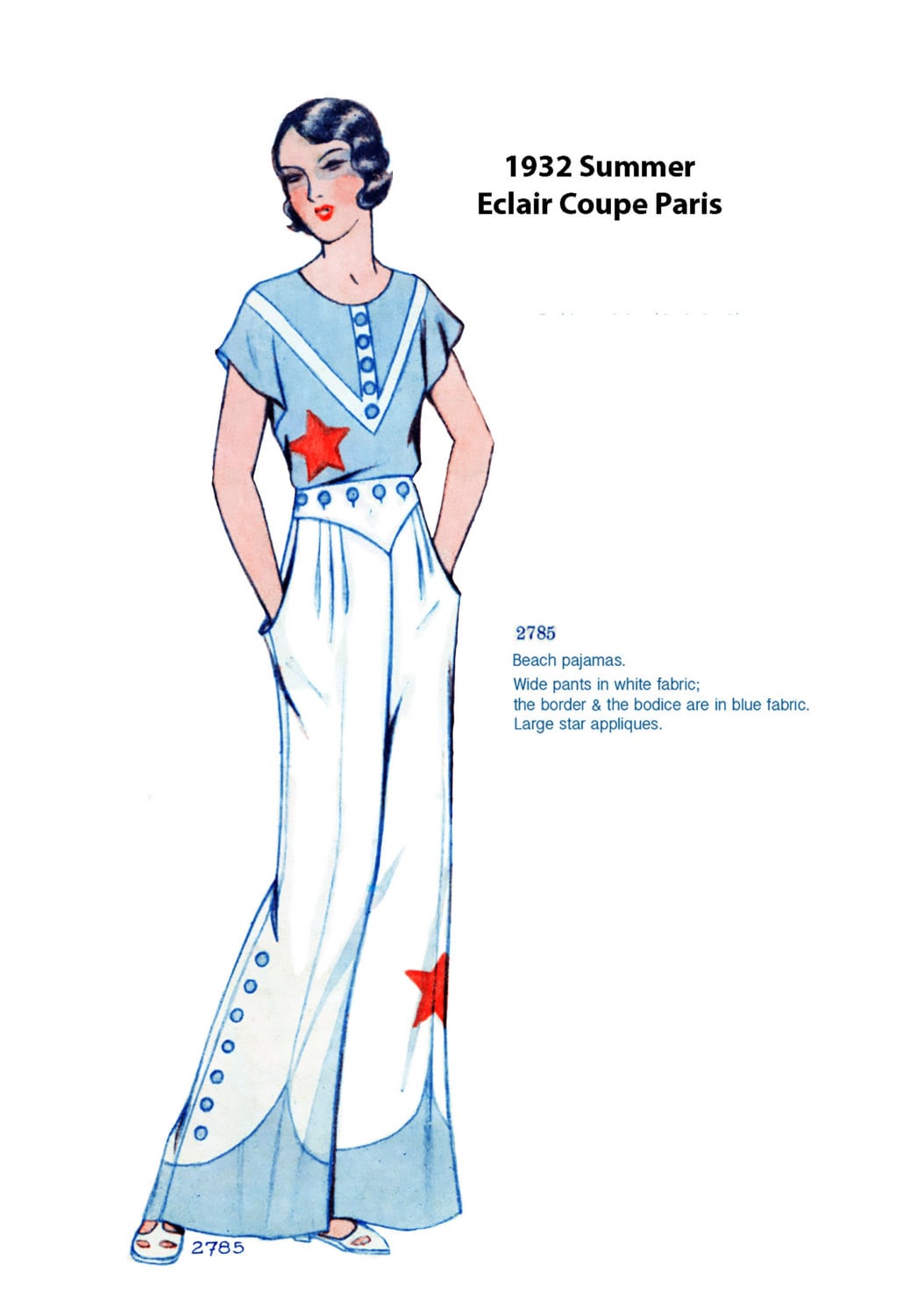 1932 Summer Beach Pajamas Pattern - Eclair Coupe Paris - Etsy