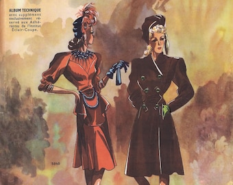 1946 Fall French Fashion Pattern Book Eclair Coupe Paris