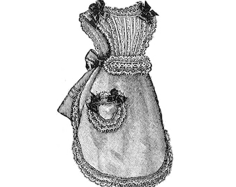 Digital Download - 1877 Enfantine Huret Style Fancy Apron Fits 10-12in Doll Clothes Pattern