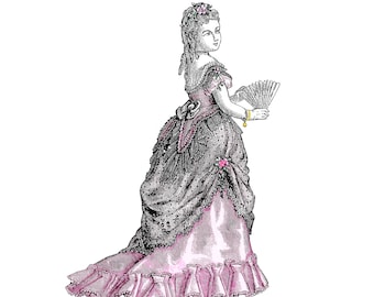 15in 1872 Evening Gown Doll Clothes Pattern fits Resin Repro Body - Huret, Jumeau, Barrois, Doleac