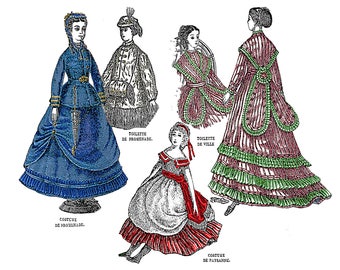 Digital Download - 1869 La Mode Illustrée Doll Clothes Pattern Book For 12" Antique Dolls