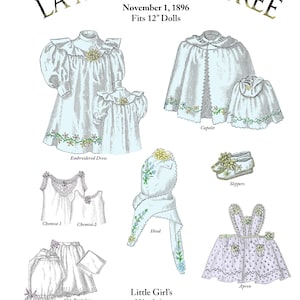 1896 La Mode Illustrée Child&#39;s Wardrobe Pattern Book For Antique Dolls - Choice of 12in or 18in
