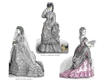 Digital Download - 12in 1872 La Mode Illustree Pattern Book  Antique French Fashion Dolls with Ball Gown